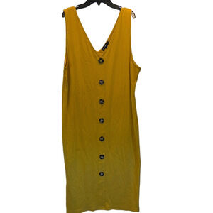 Derek Heart Mustard Midi Dress with Buttons, Plus Size 3X